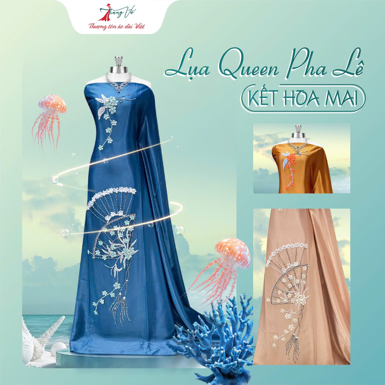 Khám Phá BST Thiết Kế Áo Dài Mới: Lụa Queen Pha Lê Kết Hoa Mai | Áo Dài Trang Võ 